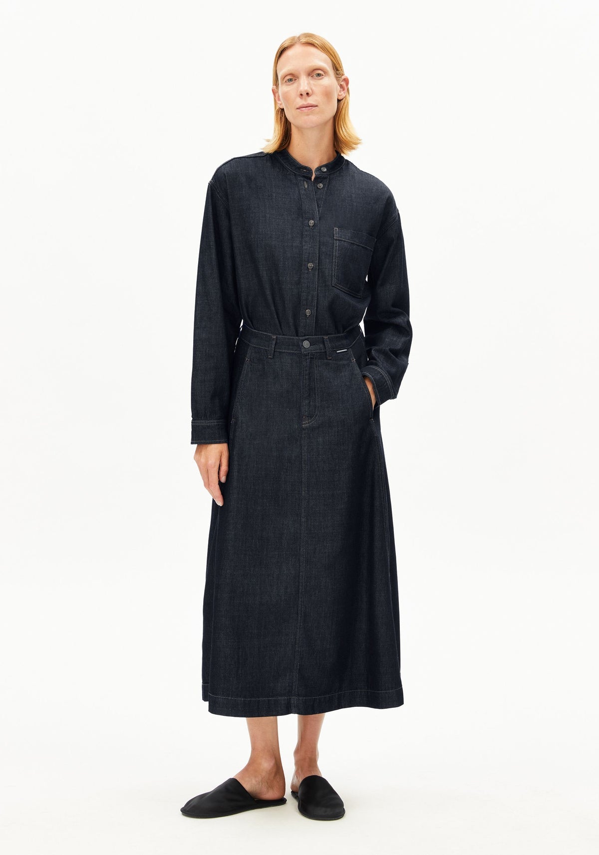 Armedangels Panelled Denim Midi Skirt