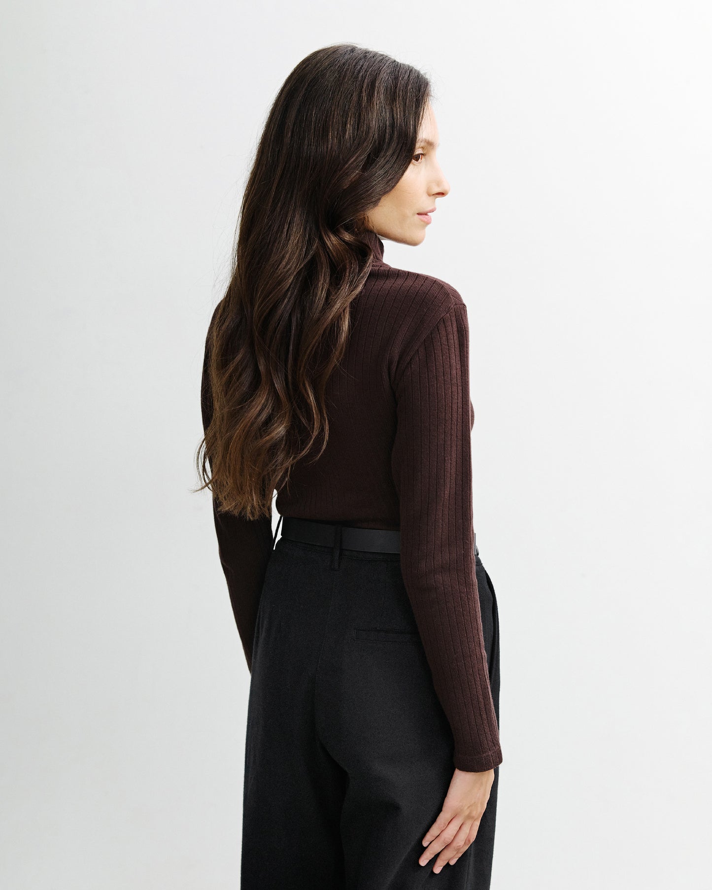 Rotholz Ribbed Mock Neck Long Sleeve Shirt